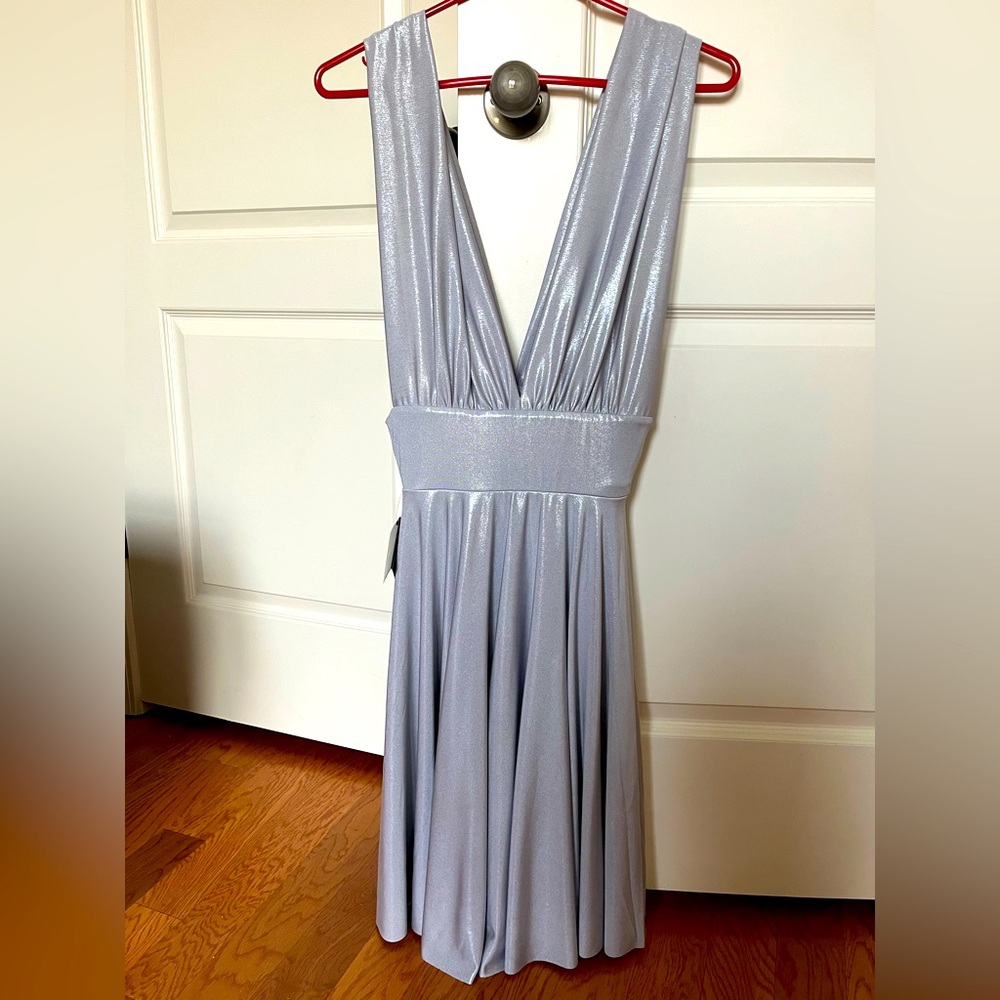 WHBM Silver Evening Convertible Dress, Multiple Styling options, Size 00, NWT